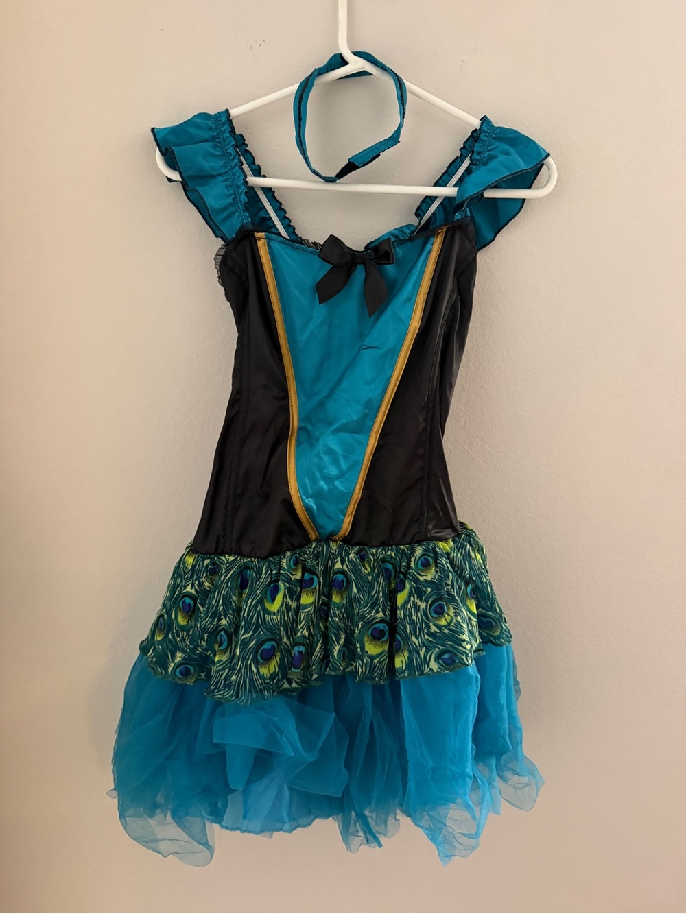 Teal and Black Peacock Dress Costume for Kids